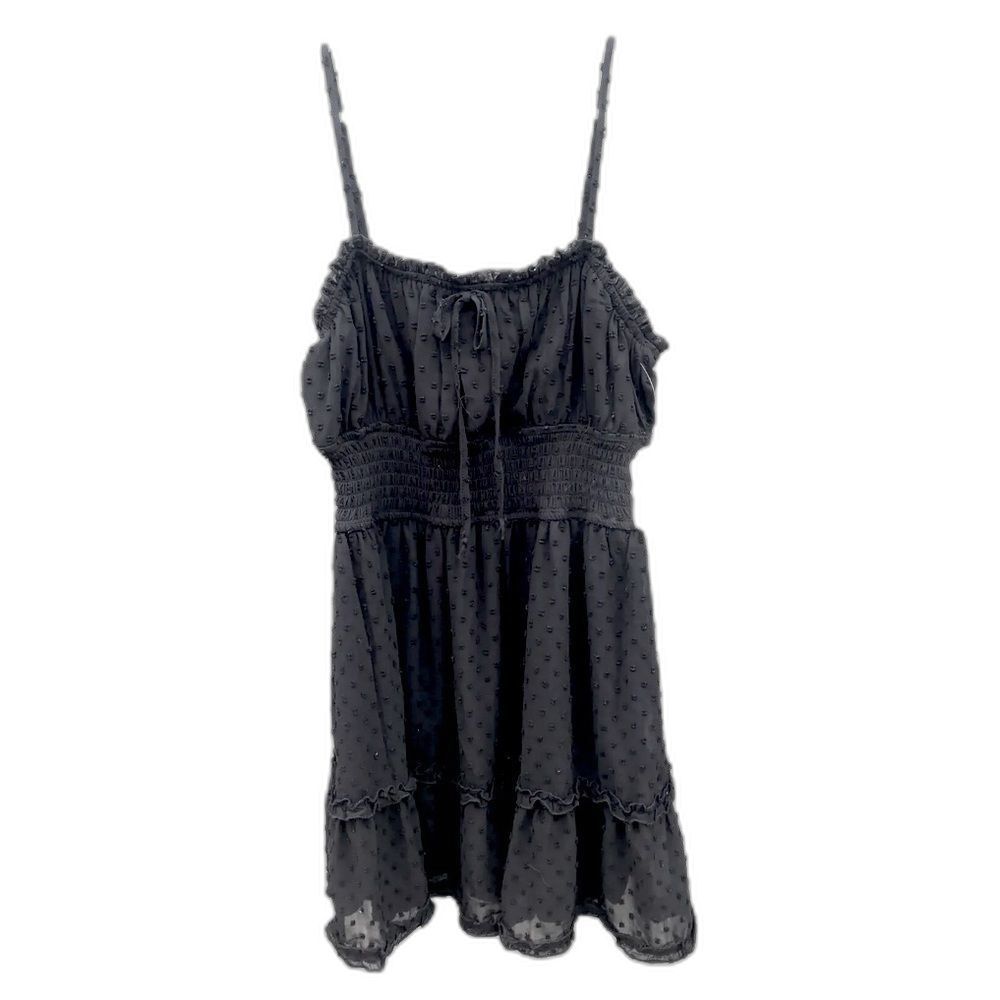 Altar'd State Lace Lined Little Black Dress M Spaghetti Strap Short Ruffles